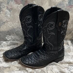 Black Western Cowboy Boots PYTHON - MEN'S EXOTIC COWBOY BOOTS